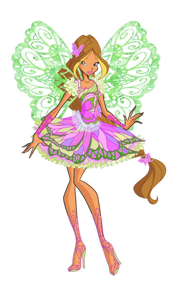 Butterflix:omg not me gagging looking at this, anyways flora's butterflix is just horrible, those wings and that mess of a dress, no ma'am