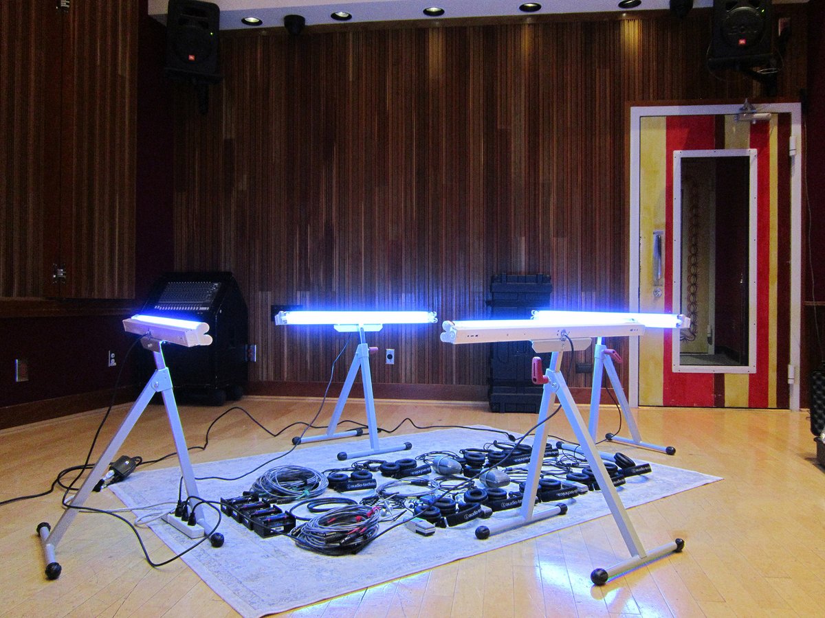 allblackbird's tweet photo. LIGHT SHOW: New UV-C lights 💡built by our Chief Technical Engineer Richard Ealey, disinfecting consoles and gear!
.
.
#COVID19 #recordingstudio #studiocleaning https://t.co/f0euMW14t8