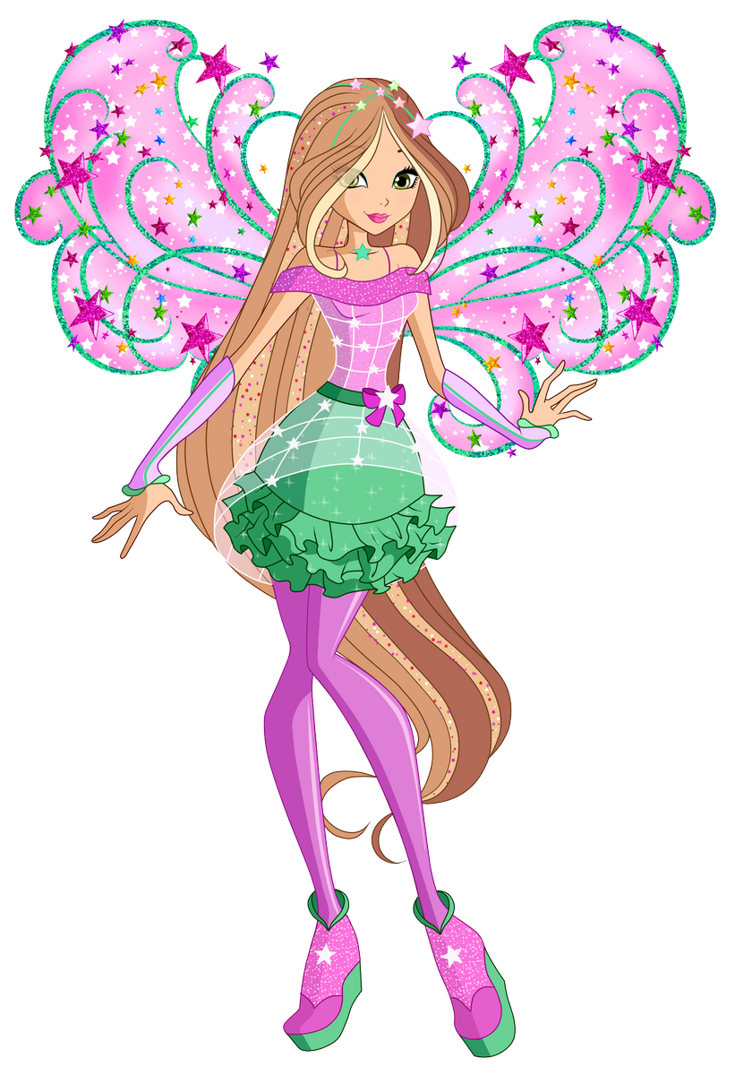 Cosmix:cosmix is so ugly that it wouldn't even look good in the old art styleanyways flora's cosmix is hideous and i can't believe they really gave everybody those horrible horrible wings and what is that mesh skirt around that ugly green one? next pls