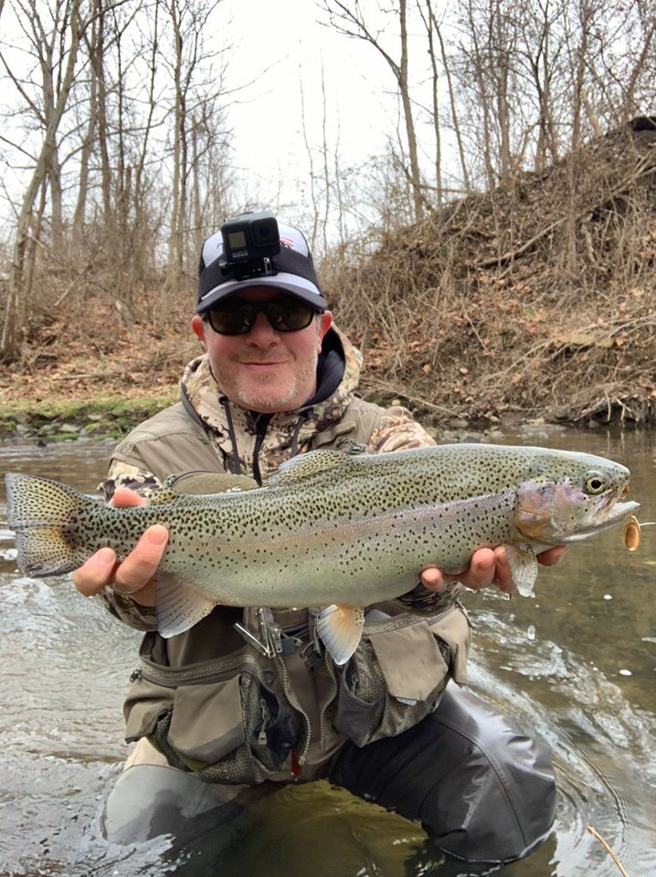 MeppsSpinners's tweet photo. Dusty Rhoads loves using his trusty #2 Plain Gold Mepps Aglia for brown trout, but every once in a while he gets a surprise from a rainbow trout! Check out some of his catches from earlier in the season. #MeppsCatches https://t.co/Dd2i1YM6A1