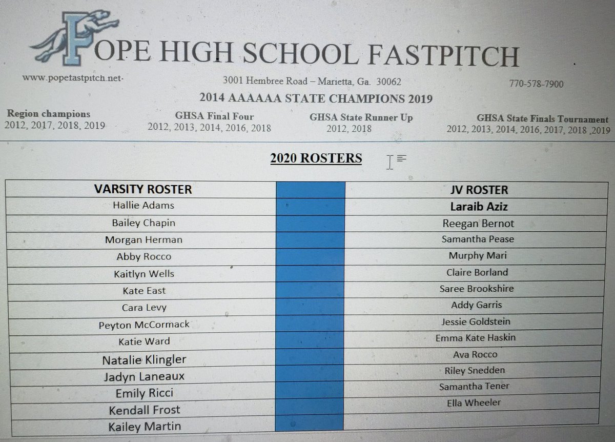 PopeFastpitch's tweet photo. Congrats to our 2020 Varsity &amp; JV teams.  Can't wait to see these ladies in action!

#EVERESTAwaits
#Planttheflag
#PFPFamily https://t.co/8HixJT3E2w