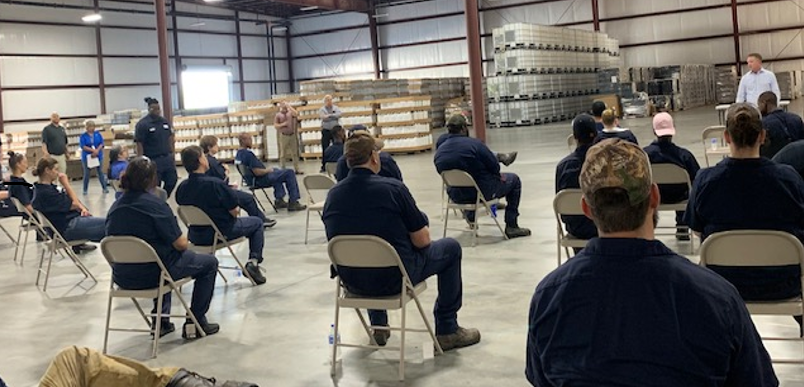 hockingintl's tweet photo. Our Sylacauga, AL, warehouse was converted into a town hall this morning for leadership to report first-half results to  the team there. Thanks for the hard work folks! #Sylacauga https://t.co/BfnY0MCQ0u