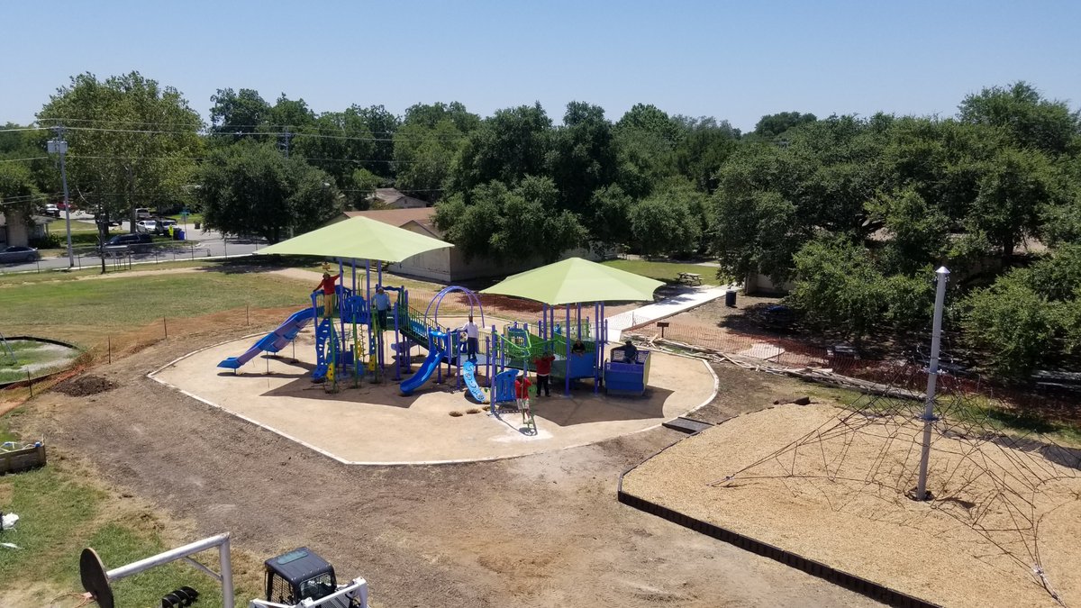 SeguinISD's tweet photo. COVID can't stop playground installation at @SeguinISD! Thanks to May 2019 bond election voters, new playgrounds are being constructed at all seven @SeguinISD elementary schools. Installation is scheduled to be complete in August. Here's a sneak peek @WeinertES. #SeguinStrong https://t.co/tnUqXgwWCm