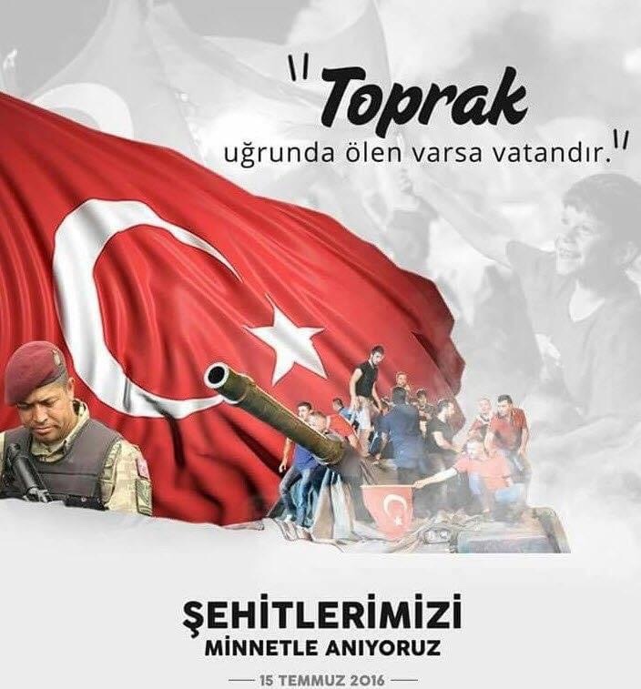 MtalHasan's tweet photo. Cenab-ı Allah şehitlerimize rahmet eylesin. Gazilerimize ve tüm vatan aşıklarına minnet ve şükranla... #15Temmuz https://t.co/v6faAN5Ufh