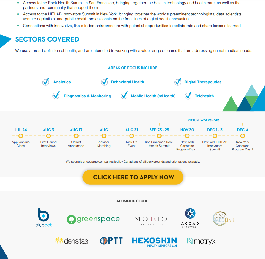 Are you, or do you know, a 🇨🇦 Digital Health company interested in receiving tailored support to help navigate the U.S. Healthcare system, while getting brokered introductions? Applications for our bicostal program between New York and San Francisco are accepting applications 👇