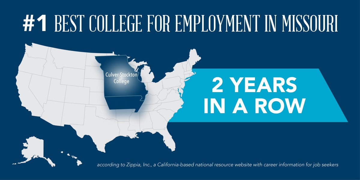 CSC1853's tweet image. Culver-Stockton is ranked as the #1 college or university in Missouri for getting a job in 2020 for the 2nd year in a row.