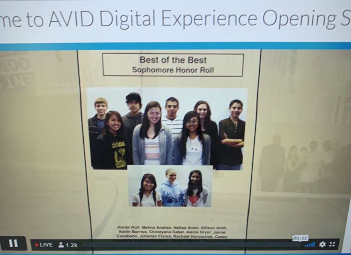 Proud of #alumni Kevin Barrios, sharing his <a href="/AVID4College/">AVID</a> experience with thousands in #AVIDDigitalXP conference! #hereiamavid