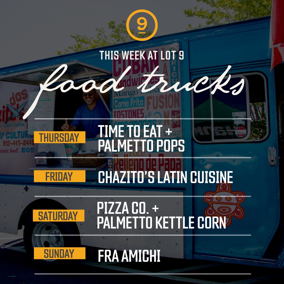 Miss us last weekend? Don't worry, we're back 😎  Full lineup on deck for this weekend! There's something for everyone so stop by y'all!