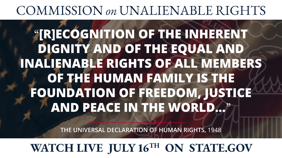 SecPompeo's tweet photo. The political ideals and traditions of the United States played a major role in the drafting of the 1948 Universal Declaration of Human Rights, which serves as “a common standard of achievement for all peoples and all nations.” #UnalienableRights. https://t.co/eMLFGX8x4p