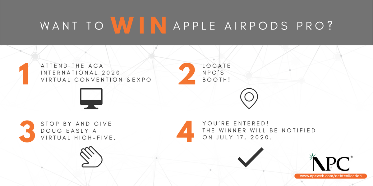 NPCinc_'s tweet photo. Attending the @ACAIntl Virtual Conference? Visit our booth and say hi to @ezdougez21 to be entered to win @Apple AirPods Pro. #ACAConv20 #npcinc #lettervendor #ARM
https://t.co/qZOR6hsHdH https://t.co/wcHYZKz8Z6