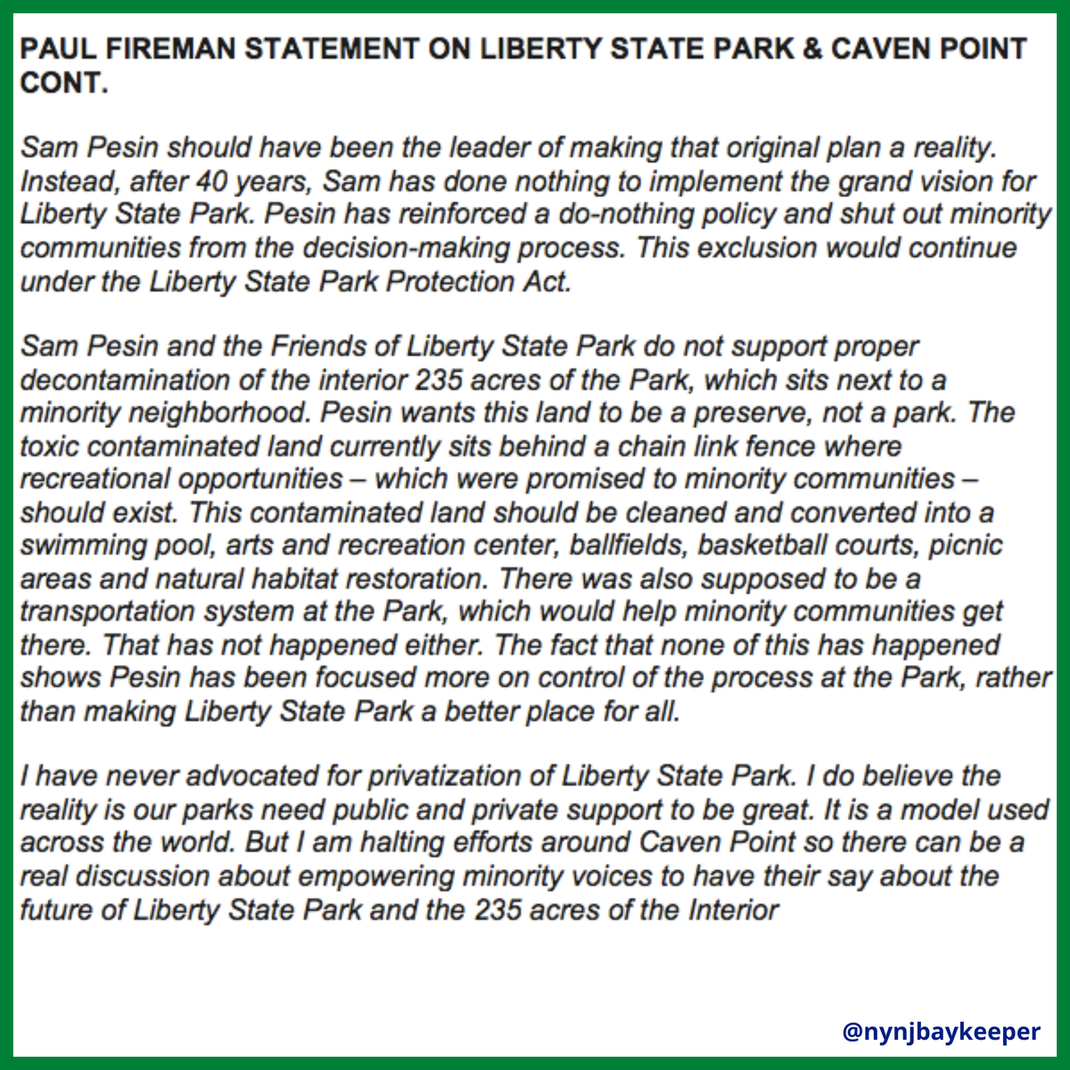 NYNJBaykeeper's tweet photo. 'The farcical attempt to grab the public’s Caven Point Natural Area for 3 golf holes of the ultra-exclusive Liberty National Golf Course is over … at least temporarily’ stated NY/NJ Baykeeper Greg Remaud...
#LSP #SaveCavenPoint #PicnicsNotPrivatization #folsp #JerseyCity #NJ https://t.co/GKEfKIN4Xv
