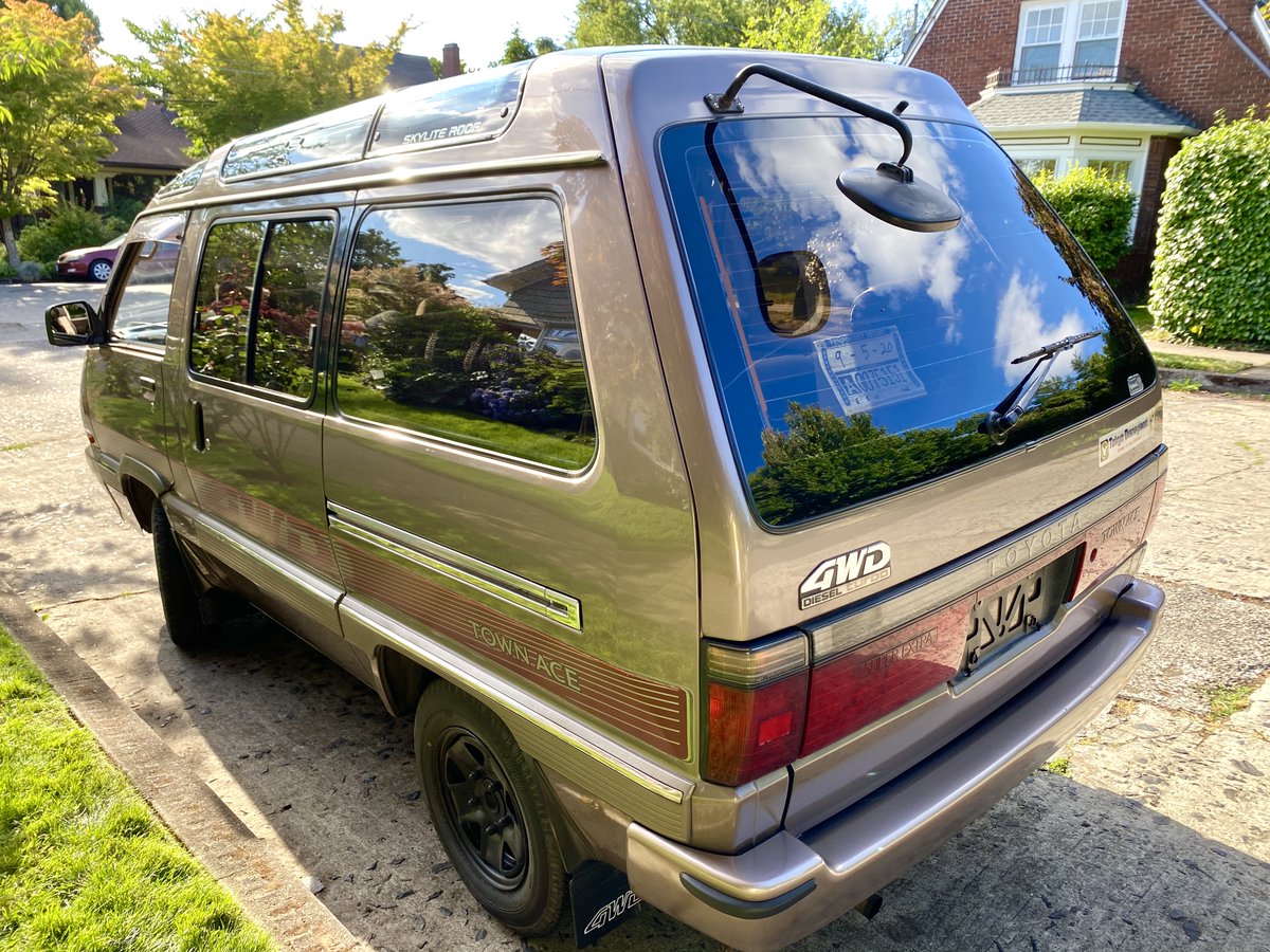 This is the "Super Extra" trim with the incredible "Skylite Roof". It's a diesel, just like my first car. 4WD but you gotta turn a thing on the wheels to activate it and I probably never will. The engine is under the passenger seat. The happy design of it just feels fun.