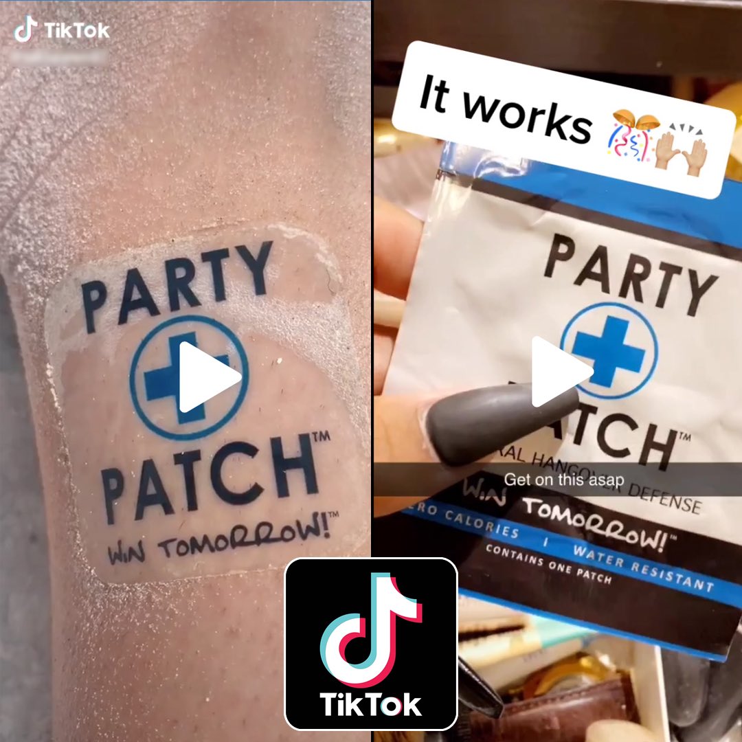 partypatch_usa's tweet photo. 5 MORE DAYS to create a Tiktok with your Party Patch for a chance to win 100 Party Patches ($500 value) Include hashtag #partypatch 
Winner will be selected July 20th.
Be sure to follow us on IG, FB and #TikTok 
#hangoverdefense #wintomorrow #nohangover #fyp #foryourpage #contest https://t.co/CCsm0nbsZs