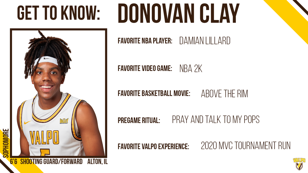 ValpoBasketball's tweet photo. Next up, get to know our MVC All-Freshman Selection Donovan Clay! @DonovanClay11 🏀🏀 #GoValpo #OneTeamOneBoat https://t.co/hJm5lQDitu