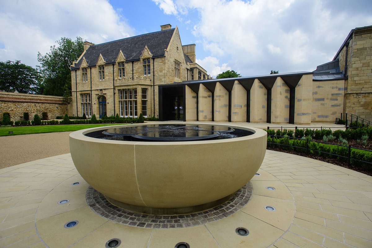 LincsCathedral's tweet photo. The Dean’s Green has been beautifully landscaped to create a peaceful space for all to enjoy (open 2021). We now have a majestic water feature made of stone and bronze with a hidden Lord Tennyson poem inscription. It's incredibly #peaceful to watch – Here's a #sneakpeek! https://t.co/JFcSM7t0nI