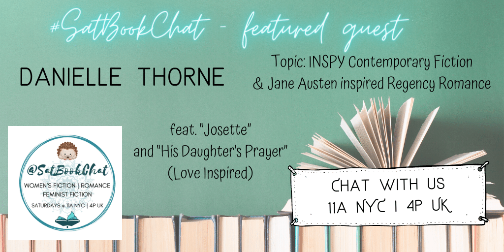 SatBookChat's tweet photo. .@SatBookChat🦔NEW #SatBookChat!
Happy to announce our feat. guest is @DanielleThorne wherein we'll be discussing her #ChristianFiction #SweetRomance & her #RegencyRomance a la in the style of #JaneAusten during #JaneAustenJuly!🙌😊
👉Chat this Sat 18 July!
@ 11a NYC | 4p UK🦔 https://t.co/3X0Cz9wddE
