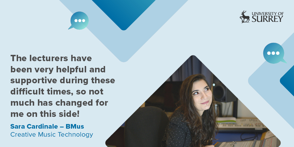 UniOfSurrey's tweet photo. We want to ensure that you have a supportive and vibrant learning experience. But we must adapt our teaching to ensure we all stay safe - so we’re moving to 'hybrid learning' from Sep 2020. Here's how our students &amp; staff are dealing with online learning: https://t.co/bLw4WY1X25 https://t.co/Na6wG3kkZP