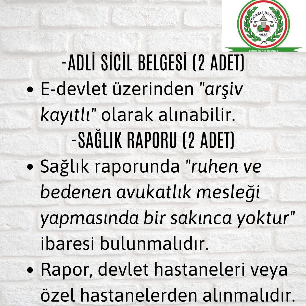 Kocaeli Barosu Staj Başvurusu Nasıl Yapılır?