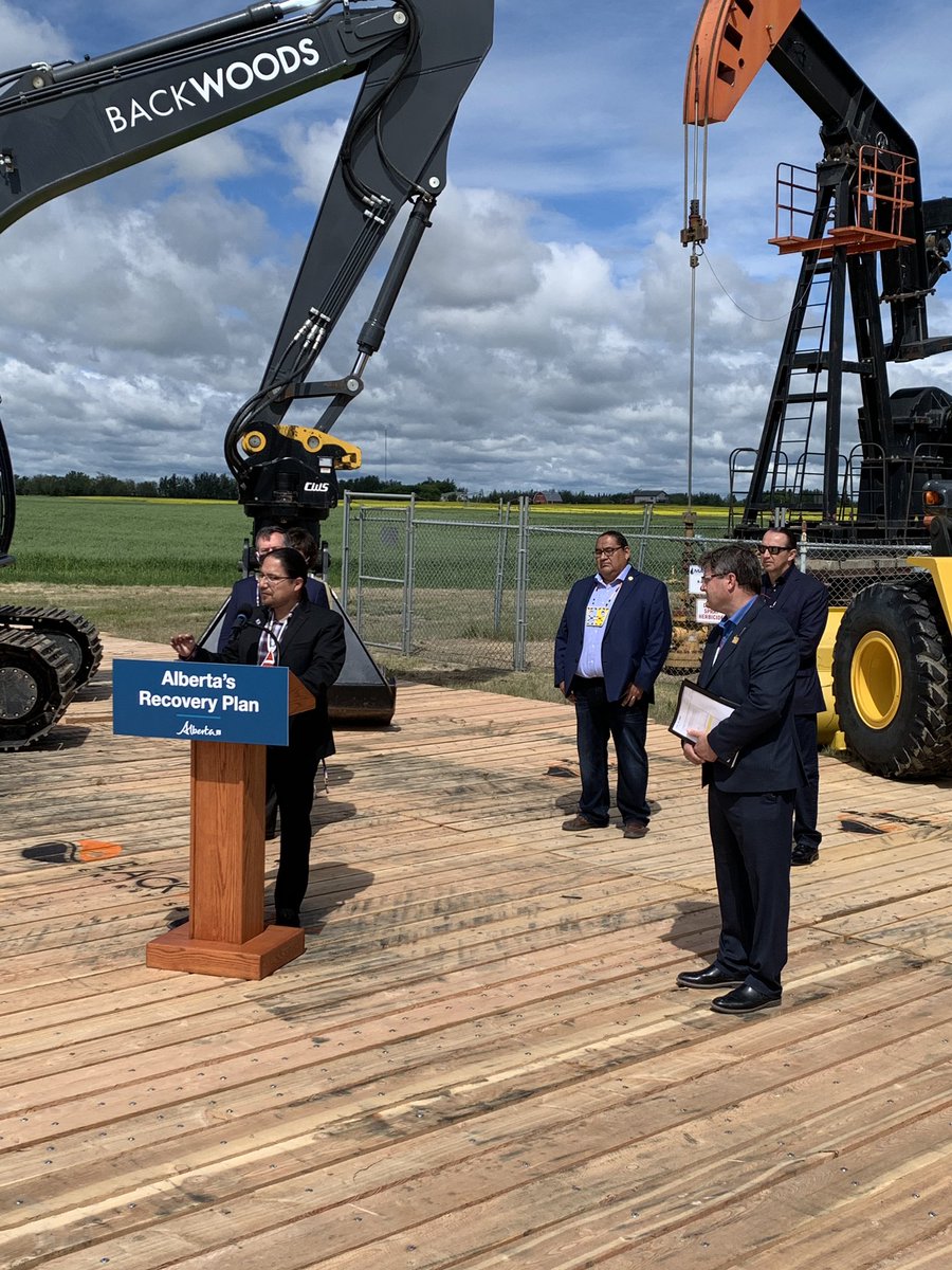 Richard4Alberta's tweet photo. At Enoch Cree Nation today for an awesome announcement on Indigenous involvement in Alberta’s Site Rehabilitation Program and energy future! We are in the very spot that Chief Billy Morin’s grandfather spoke about this partnership over 50 years ago. #AbLeg https://t.co/lECkFmBTc0