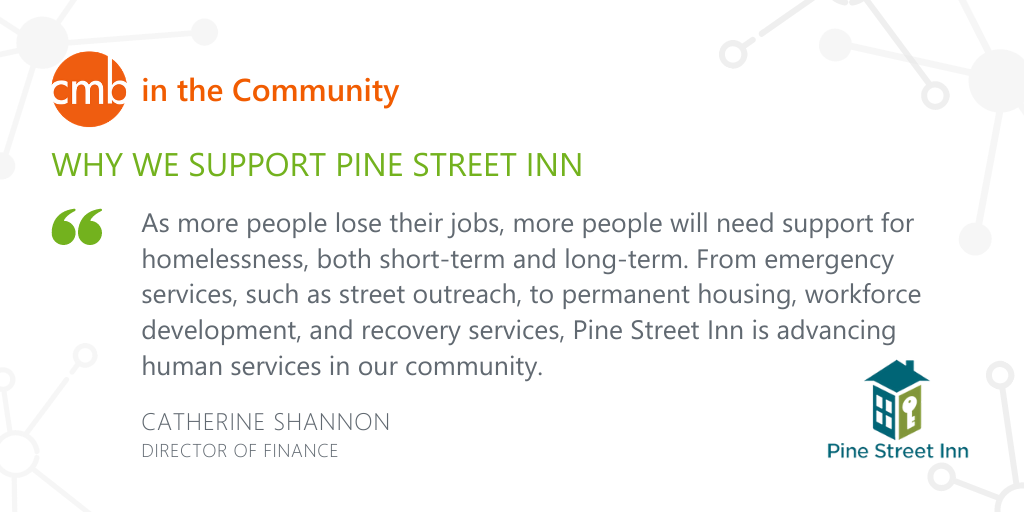 CMBInfo's tweet photo. We cannot fulfill a brighter future for our communities without the incredible work of organizations like @PineStreetInn. That’s why CMB and @ITAGroup Foundation supports Pine Street Inn’s mission to end homelessness: https://t.co/XxZPdDpbtv]] #CMBCares #IgnitedAsOne https://t.co/WP8nmA8TKb