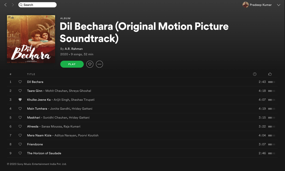 MusicUnbox's tweet photo. Lovely soundtrack! ❤️

Khulke Jeene Ka on loop! 🎵 ARR. 😍 https://t.co/nMU1IjnJ1w