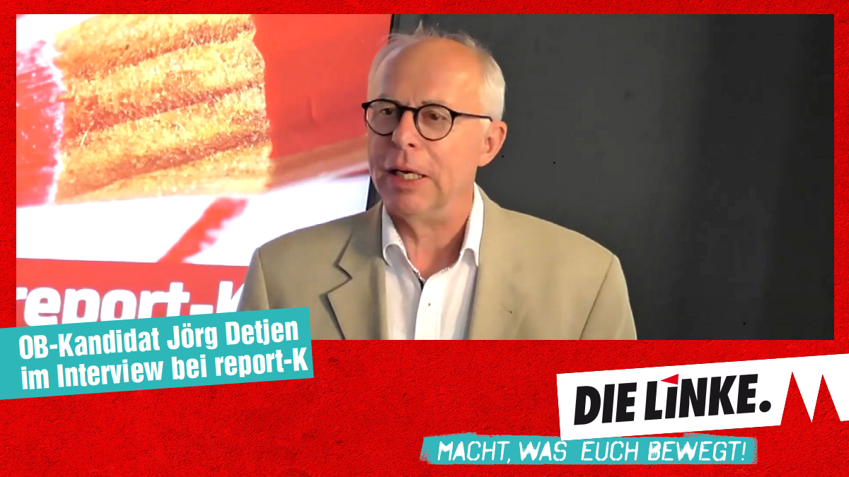 dielinkekoeln's tweet image. Unser #OBKandidat @joergdetjen wurde von @reportkoeln interviewt. Wie er schon in der Vergangenheit gegen den #Klüngel gekämpft hat, warum die Stadt beim Thema Energie über ihre Grenzen hinweg denken muss und mehr im Video: youtu.be/WWPS1bjysA0 #MachtWasEuchBewegt #KoelnWahl