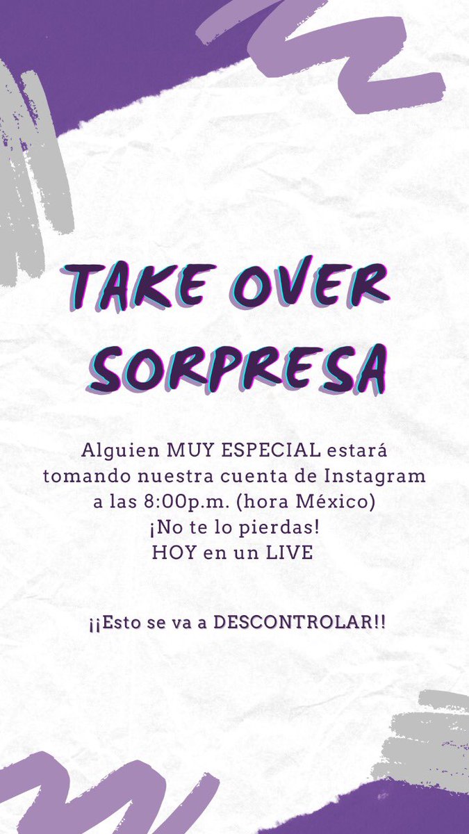 ORMClubOficial's tweet photo. Takeover SORPRESA!!!! 🥳💜🎁

Alguien MUY ESPECIAL estará tomando las riendas de nuestra cuenta de #Instagram a las 8:00pm (hr México) HOY en un LIVE!

Esto se va a DESCONTROLAR!!             #ORM11Años #SoyORM https://t.co/4m9XpkbSAe