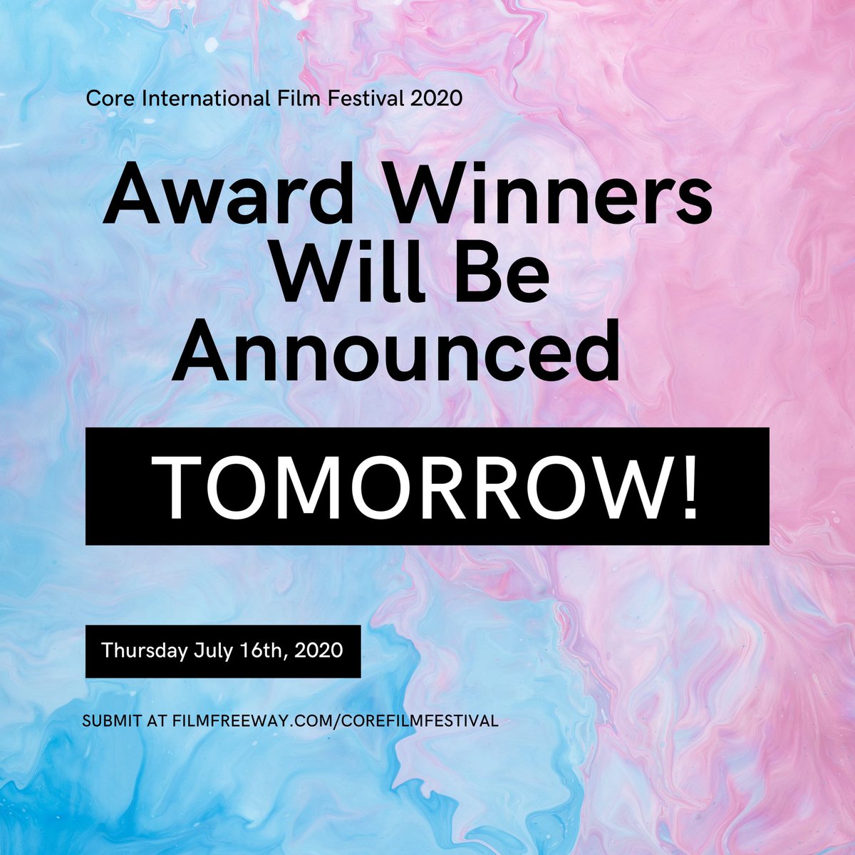 CoreFilmFest's tweet image. Tomorrow we're announcing our WINNERS from last season's submissions! We'll be announcing each individual winner in every category on here &amp;amp; Instagram first thing tomorrow morning!~