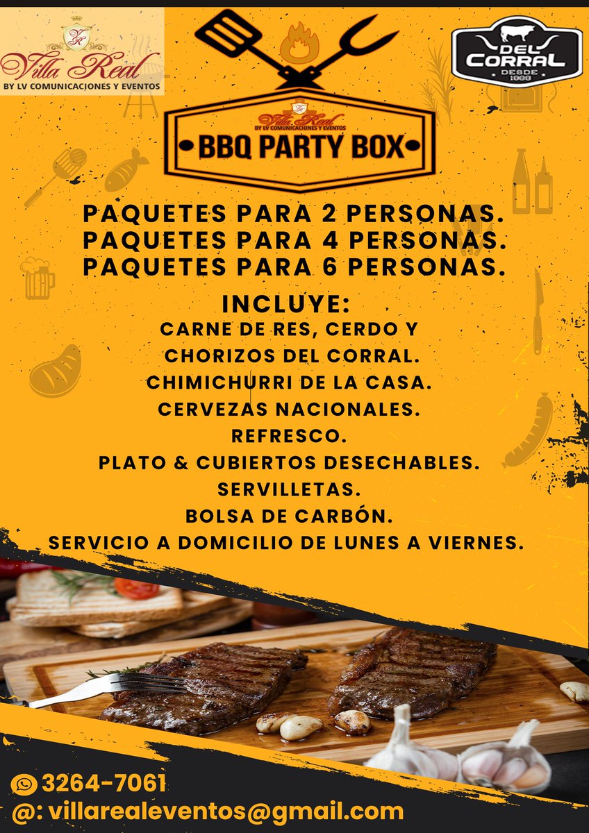 Cavm27's tweet photo. Somos una empresa de eventos pero por mientras tenemos en venta #BBQBoxes que trae carne de res, cerdo, chorizo, tortillas, carbón, refresco y six de cerveza nacional todo para armarla con la family.
@ca_acosta @fervarelahn https://t.co/2i2rIBmYZ7