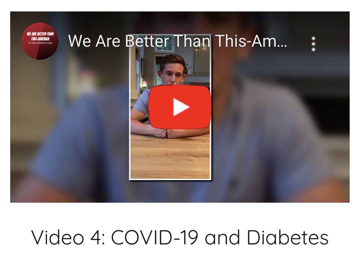 WeBetterAmerica's tweet photo. New video under the Diabetic Content Page is out! Video is with Advisory Group member @parker_childs19 and the topic is COVID-19 and Diabetes! Link is below and also can be found on the website (in bio) in the learn tab! Tune in!

https://t.co/buF06ack7A https://t.co/ZFnaIEBWQH