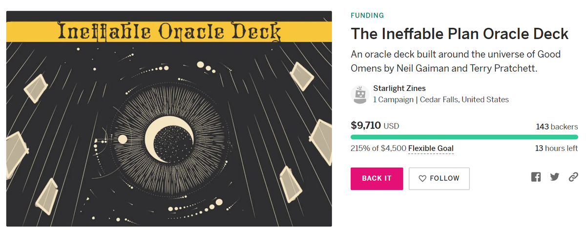 WOW!! Preorders end today and we have blown past THREE stretch goals. Thank you all so much for your support!✨

Each oracle deck comes with a custom bag, and each physical order will now come with a free notepad and two patches.

✨indiegogo.com/projects/the-i…