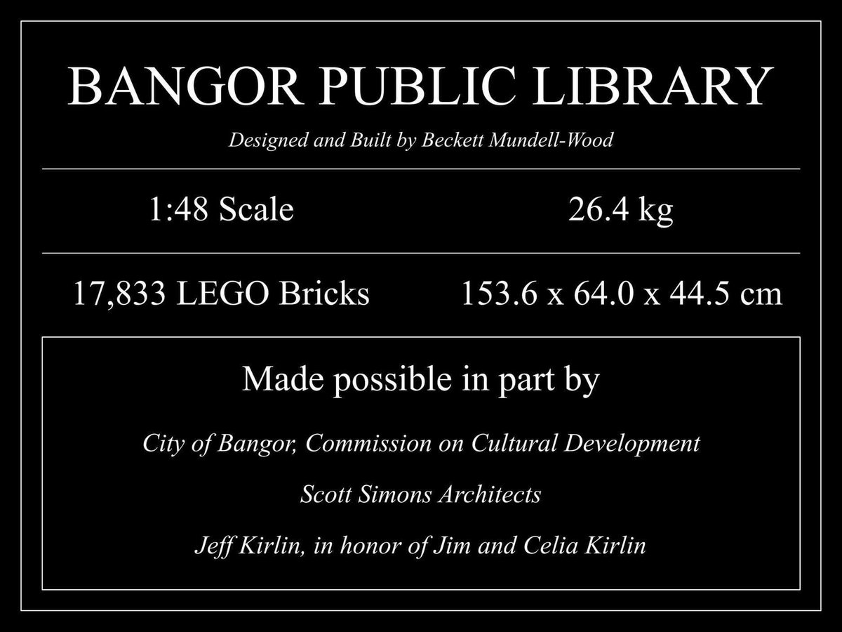 bangorlibrary's tweet photo. We are blown away by this incredible Lego version of our library done by Beckett Mundell-Wood who will be a 10th grader in the fall. We can't wait till we have it in the building (very meta). #librarylife #heybangor #legolibrary https://t.co/JQZVTHcwpp