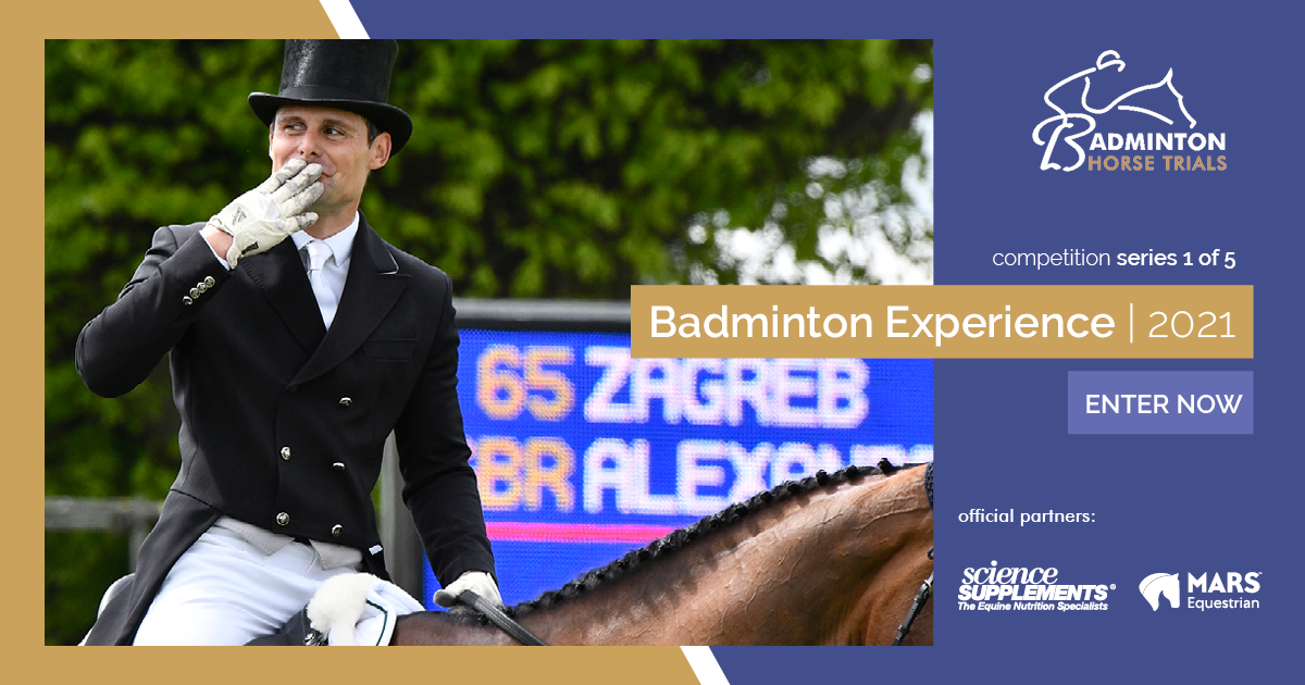 bhorsetrials's tweet photo. Introducing the 'Badminton Experience' ticket competition series in partnership with MARS Equestrian™ and Science Supplements®🙌🥂🏇

Find out how you can win a space on a very special day at Badminton 2021 here:  
https://t.co/AVg6Ondzim 

#BadmintonHorseTrials https://t.co/9MvsPCu5J2