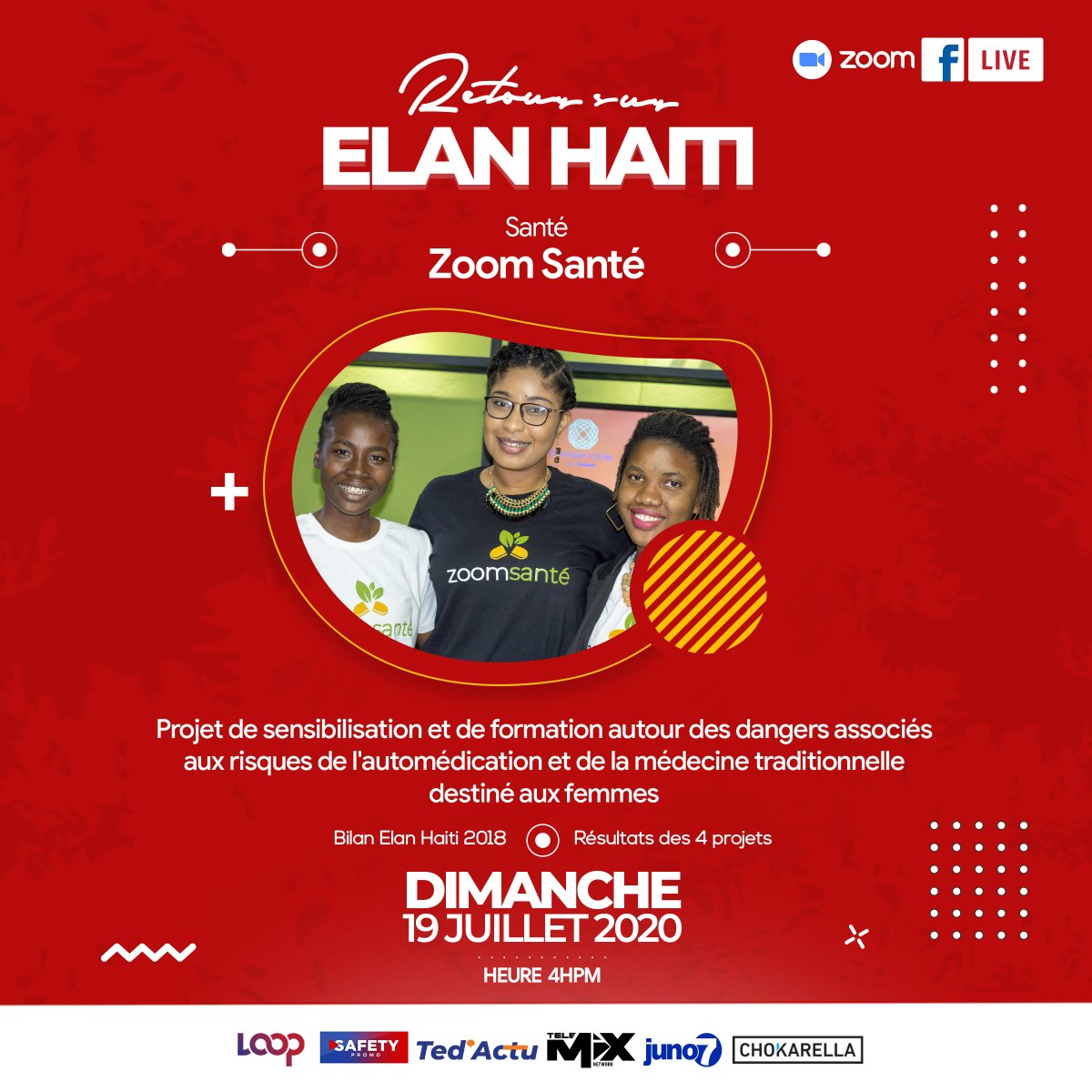.@zoomsant_ht vous invite à la soirée "Retour Sur Elan Haiti 2018" pour connaitre les résultats de ce projet sorti de #ElanHaiti2018. Restez connectés sur nos pages et celles de nos partenaires. Dimanche, soyez présents!
Réservez: facebook.com/events/5683526…