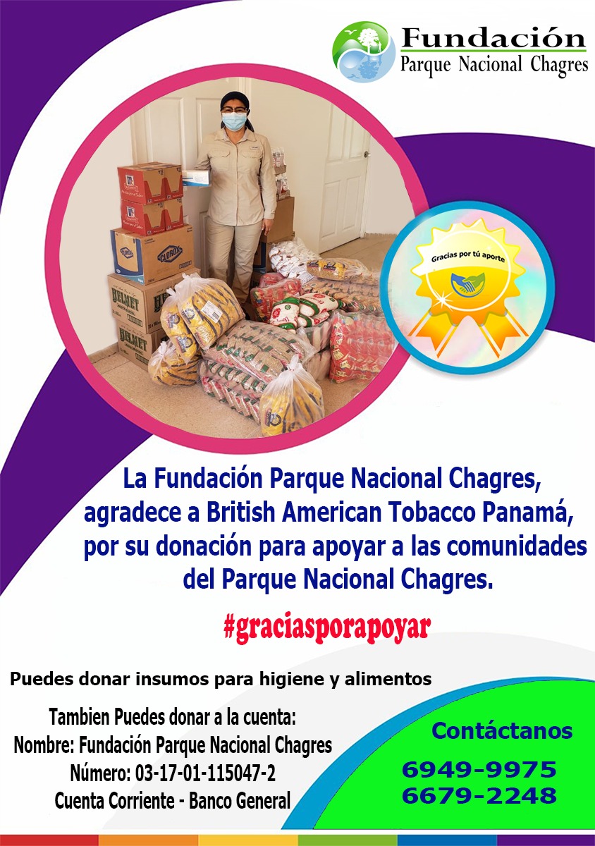 FundaChagres's tweet photo. British American Tobacco Panamá, se suma a esta campaña de solidaridad para apoyar a las Comunidades del Parque Nacional Chagres; #gracias https://t.co/w5nkpdu8oF