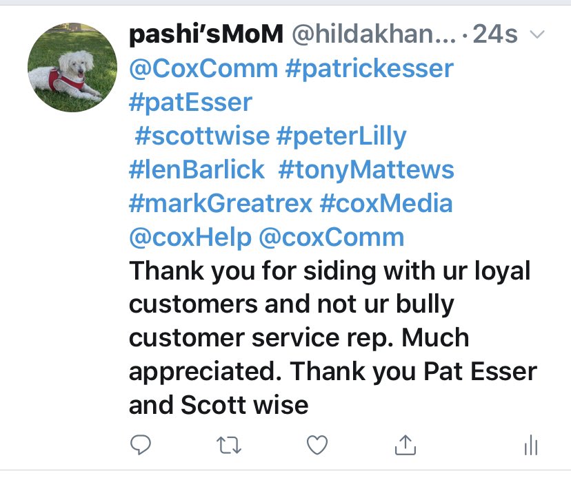 hildakhanoom's tweet image. @CoxHelp #patrickesser
#patEsser
 #scottwise #peterLilly #lenBarlick  #tonyMattews #markGreatrex #coxMedia  @coxHelp @coxComm 
Thank you Pat Esser &amp;amp; Scott wise