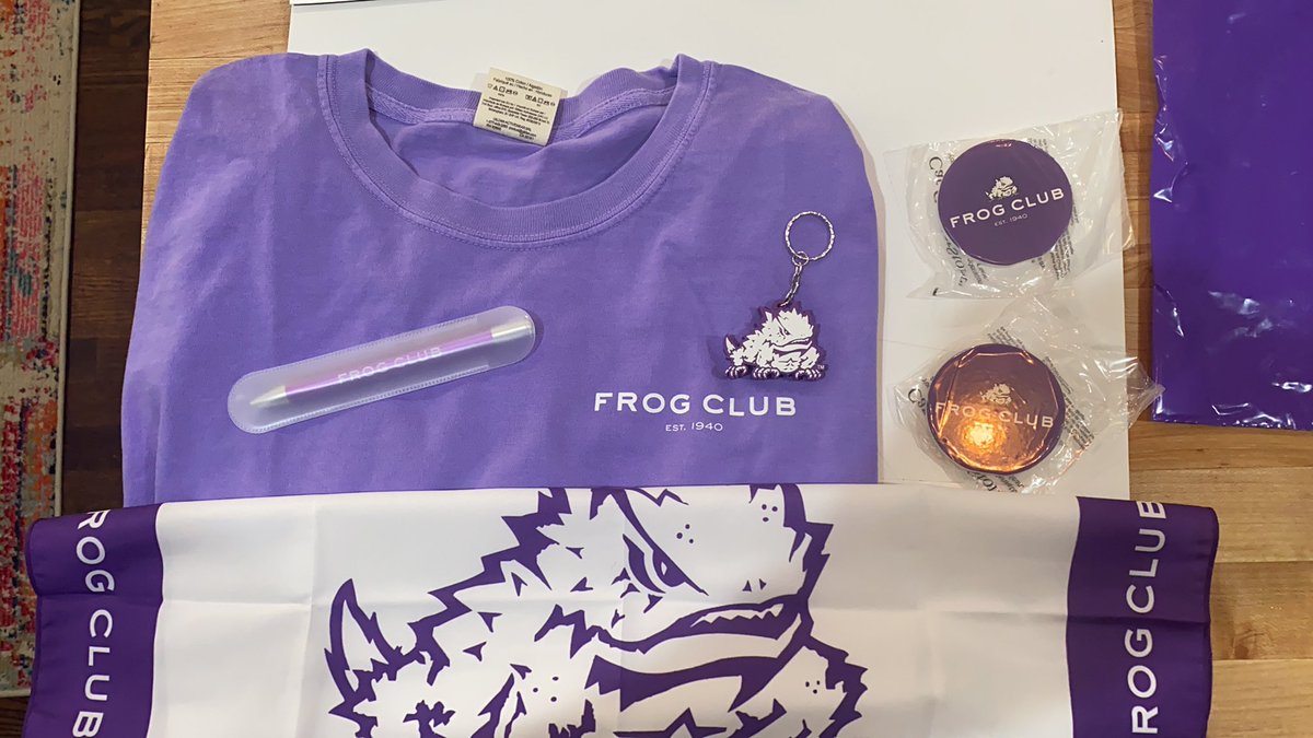 rwearly's tweet photo. Thanks @TCUFrogClub @ZainaAtyani @JDonati_TCU for the Frog Club swag! Happy to continue supporting the best athletics program in the nation! https://t.co/W7AXkFYWj7