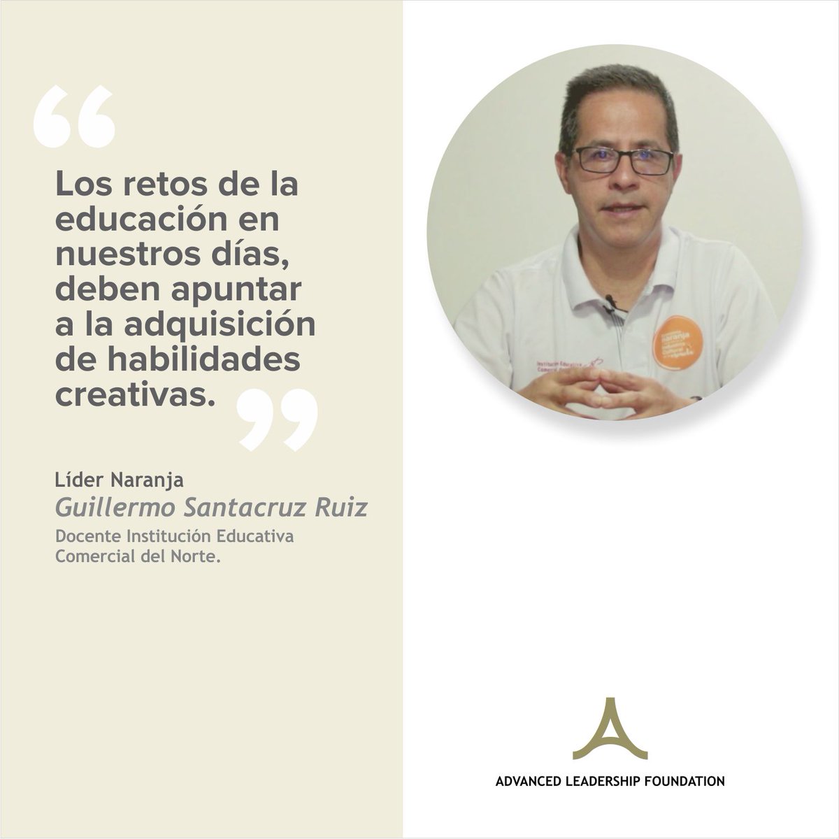 aleadershiporg's tweet photo. Líder Naranja | "Actualmente enfrentamos retos en la educación, lo que nos invita a revisar nuestro entorno y descubrir el rol del docente en un ecosistema creativo". Guillermo Santacruz, Docente Institución Educativa Comercial del Norte. #liderazgo https://t.co/1vBP7pxgBQ
