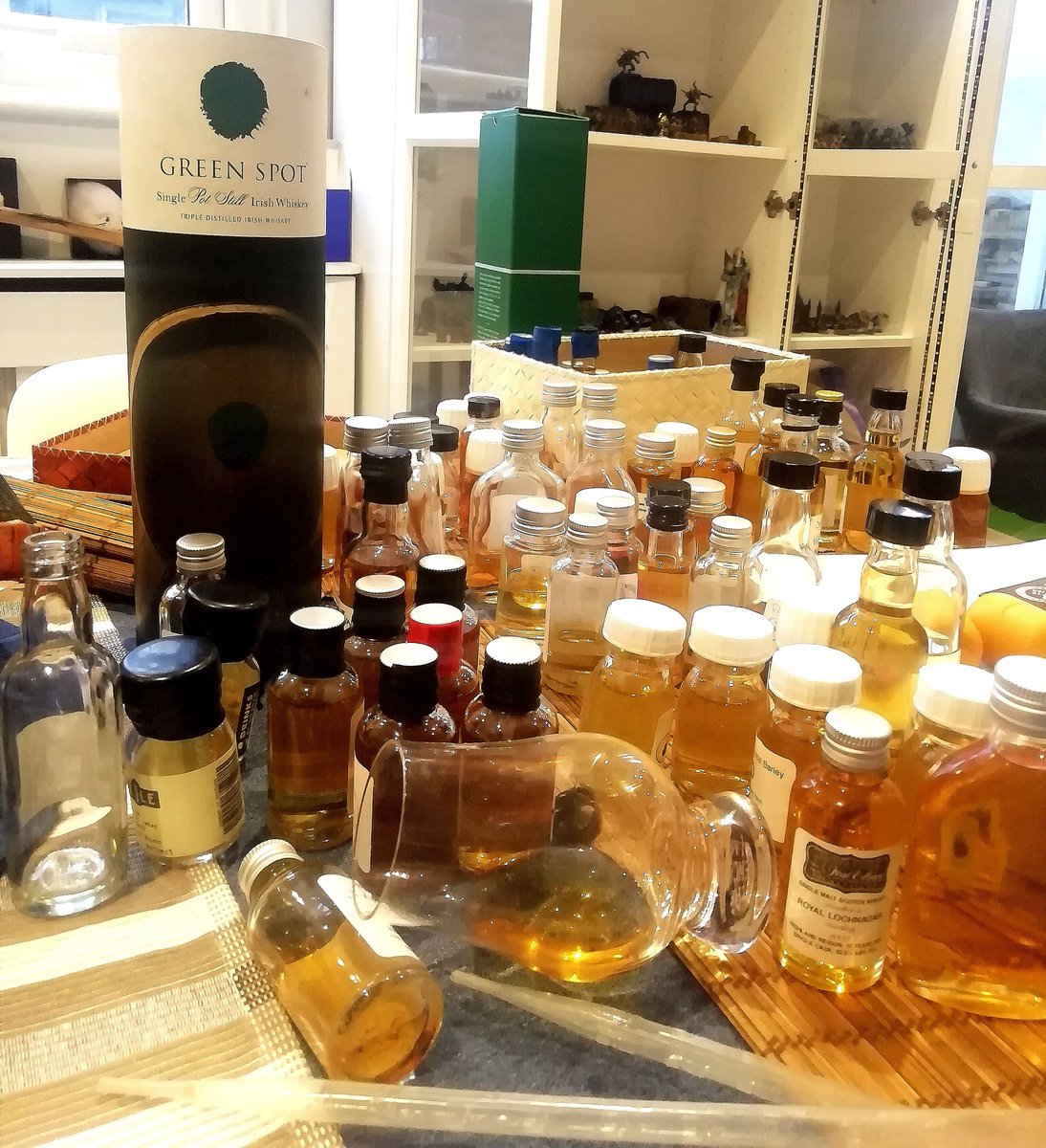 DramofWar's tweet photo. Spending some time sifting through these #dramples trying to work out what needs drinking &amp; what needs archiving. Think these #DramSwap and virtual tastings are getting out of hand 😂 #WhiskyExplorer https://t.co/vgQs6VPoIB