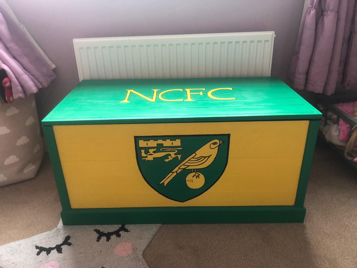 So here's a little taster of what we create at The Crafty Joiner, a toy trunk/storage chest especially for you #ncfc fans. Full range coming soon 👍