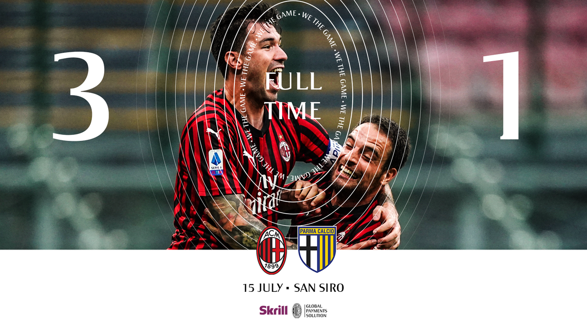acmilan's tweet photo. A fantastic turnaround for the three points 
Job well done, boys 🔴⚫️

Una grande rimonta per 3 punti preziosissimi
Bravi ragazzi, bravi! 🔴⚫️
#MilanParma #SempreMilan 
@skrill https://t.co/CncHwLWiqR