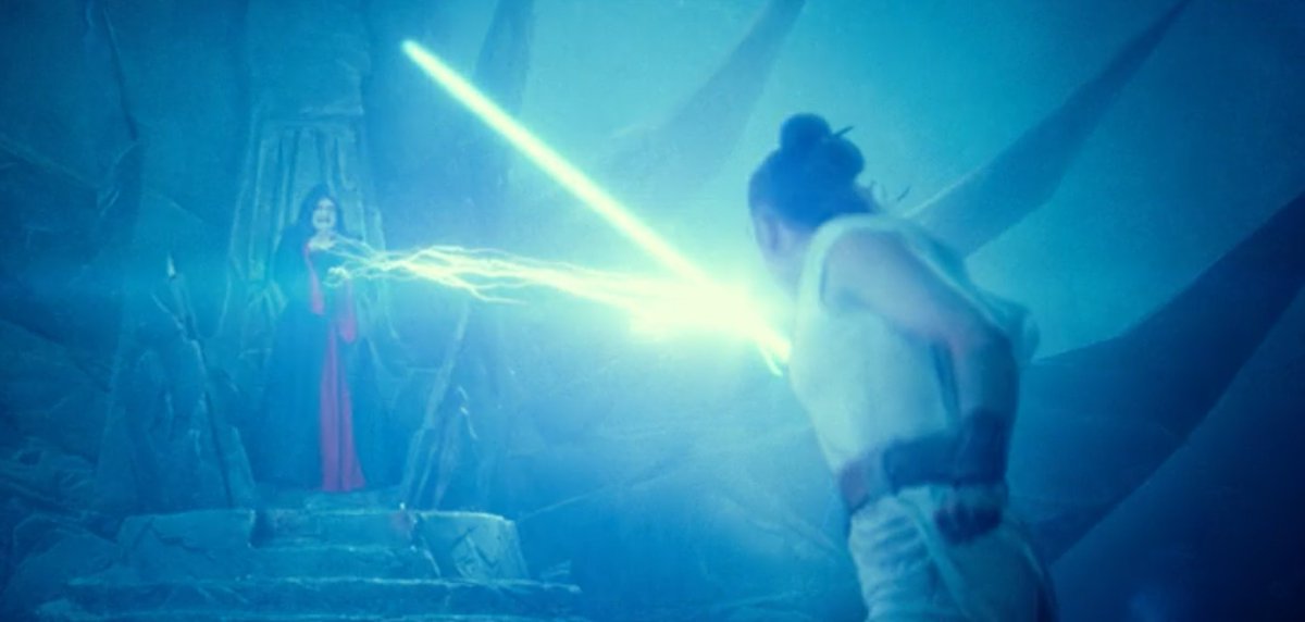 And she still has that fist when fighting Palpatine. She was channeling all the Jedi through the WBW.