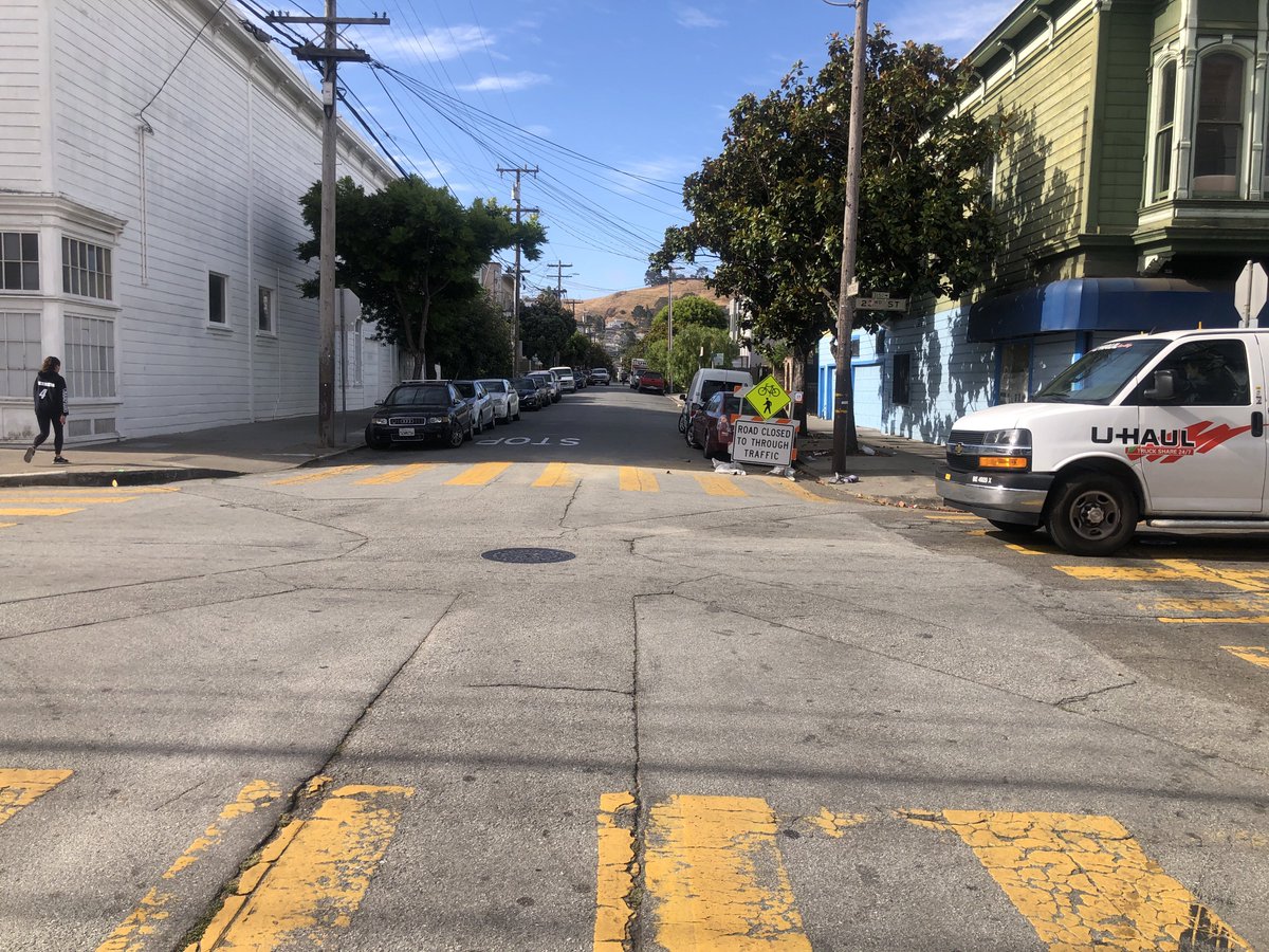 The Mission is home to ~57K, over 1/3 Latinx, who from the  @UCSF study are 20x more likely to contract  #COVID19.Instead of 1,013 acres of  @GoldenGatePark, there’s just 16 of  @DoloresPark. So there should be MORE & BETTER slow streets, for equity & saving lives, right?Wrong.10/