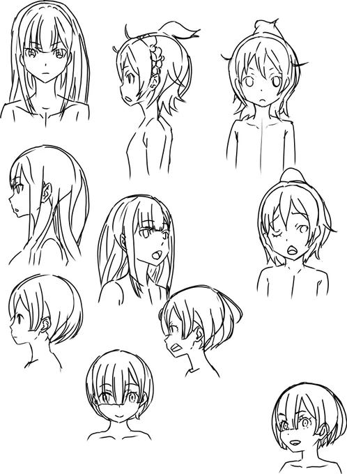 素体トレス(リゼロキャラ表)。エミリアは基本形に近い美人さん。素体練習にぴったり! 