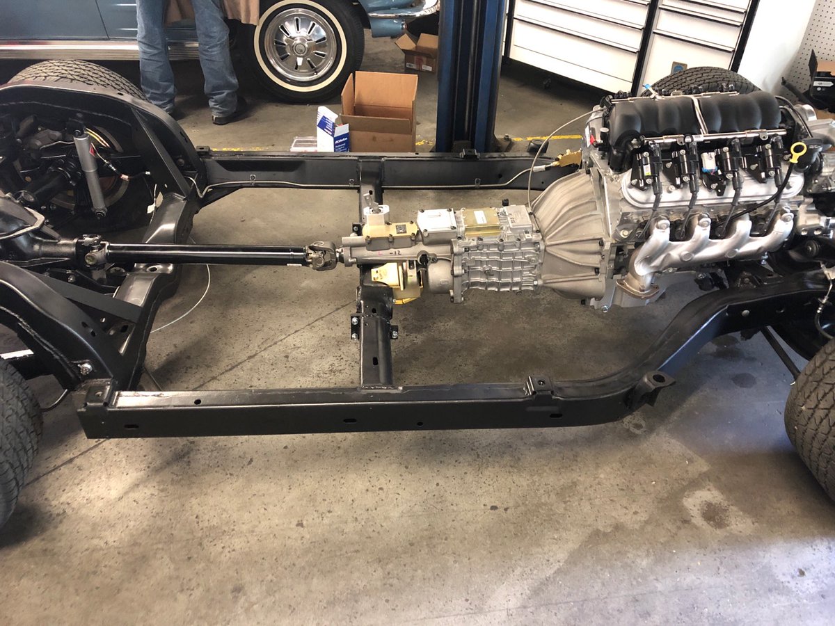 VetteExpress's tweet photo. Here's the #tremec #5speed #transmission thats getting installed on the #78 #corvette #pacecar final shimming and adjustments will be made once the body is back down on the frame. https://t.co/dailB5iW2B