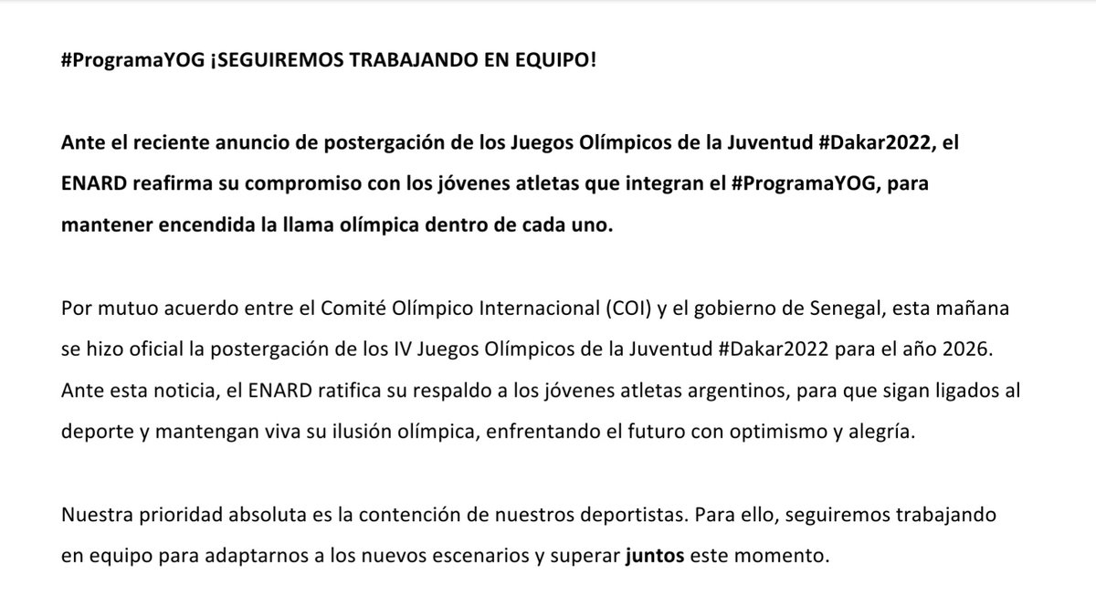 fercicutti's tweet photo. Celebro esta respuesta oficial del #Enard 🇦🇷 para que el deporte argentino siga teniendo su semillero, la base de la pirámide que hace posible los éxitos que después todos aplaudimos 👏👏👏
#ProgramaYOG
#Dakar2022 https://t.co/ptDGTBx6G0