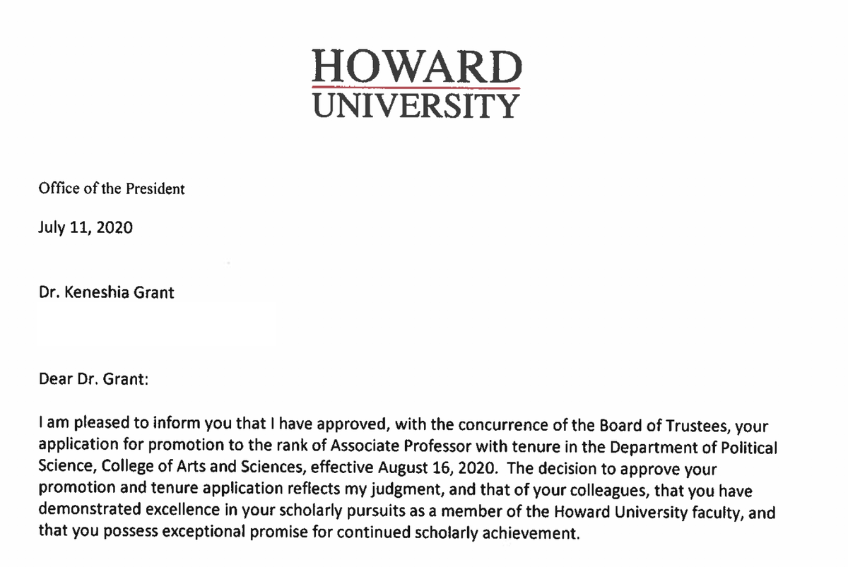 a positive tenure decision letter.