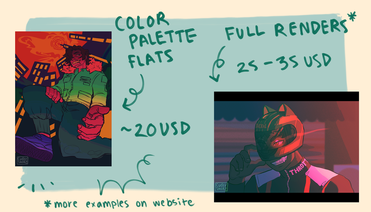 cydersmoke's tweet photo. 🌈 COMMISSIONS OPEN 🌈

this is my first commission sheet i've ever made ;;__;

if you have questions my dms are open/ email me. I take paypal and venmo. more examples, price details, &amp; tos are in the thread below !

5 slots open 💌

#commissionsopen #commissions https://t.co/Uca7BZsttF