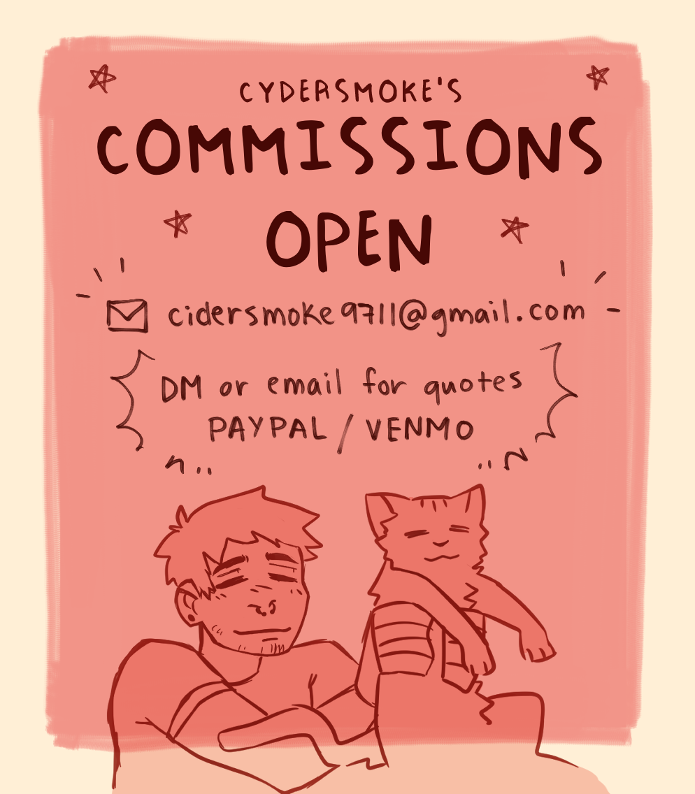 cydersmoke's tweet photo. 🌈 COMMISSIONS OPEN 🌈

this is my first commission sheet i've ever made ;;__;

if you have questions my dms are open/ email me. I take paypal and venmo. more examples, price details, &amp; tos are in the thread below !

5 slots open 💌

#commissionsopen #commissions https://t.co/Uca7BZsttF