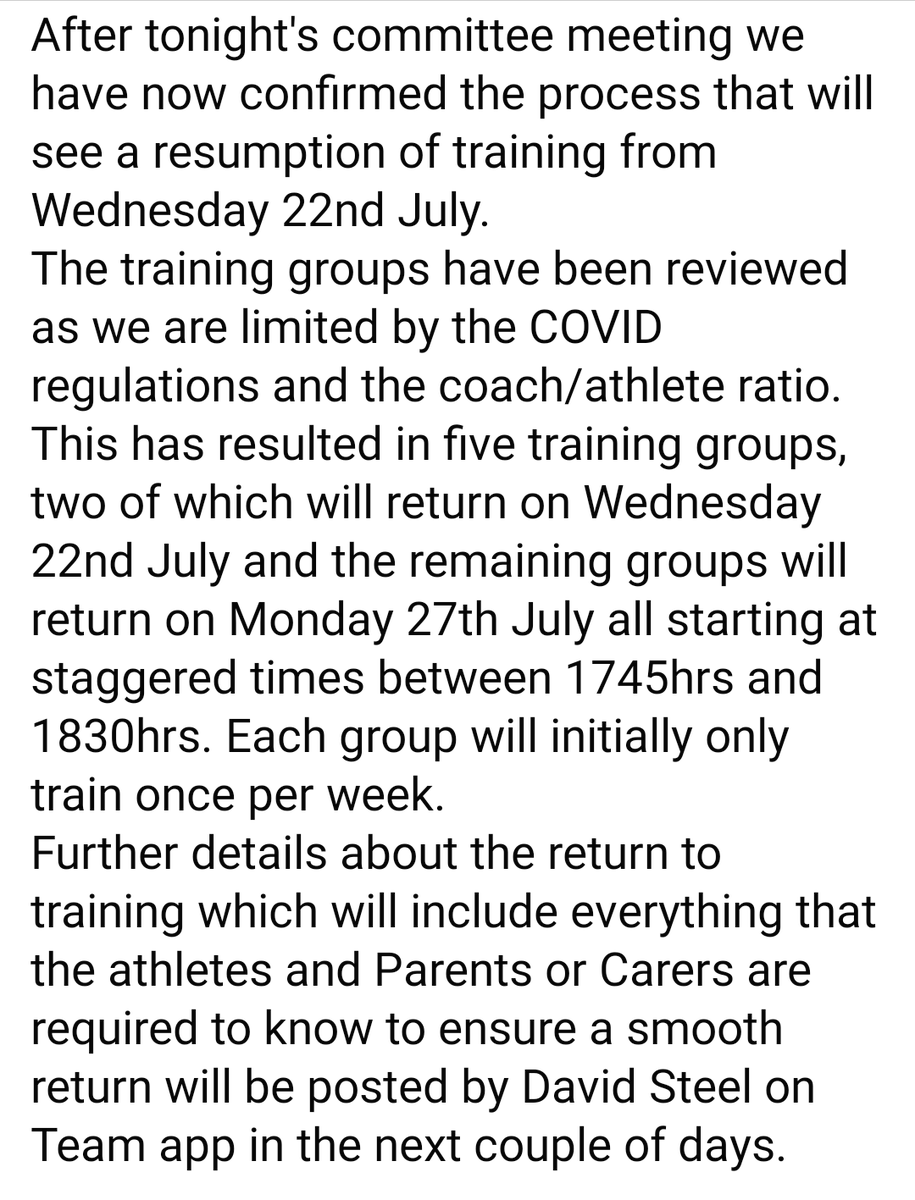 DunfermlineTF's tweet photo. 📣📣ANNOUNCEMENT📣📣

See info below about our long awaited return to group training. Keep your 👀's open on Team App for more info. https://t.co/7FdijKnoad
